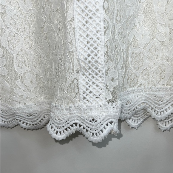 Wowo Lace White Ruffled Long Sleeve Dressy Blouse Top Shirt - Picture 7 of 11